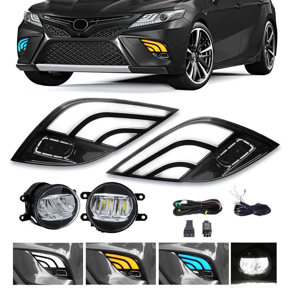 LED DRL Daytime Running Light Fog Lamp Set for Toyota Camry SE XSE 2018-2020