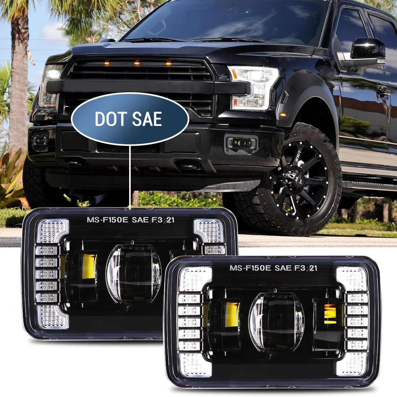 LED Fog Lights for 2015-2020 Ford F150 2017-2018 Ford F250 Super Duty with DRL - Image 2