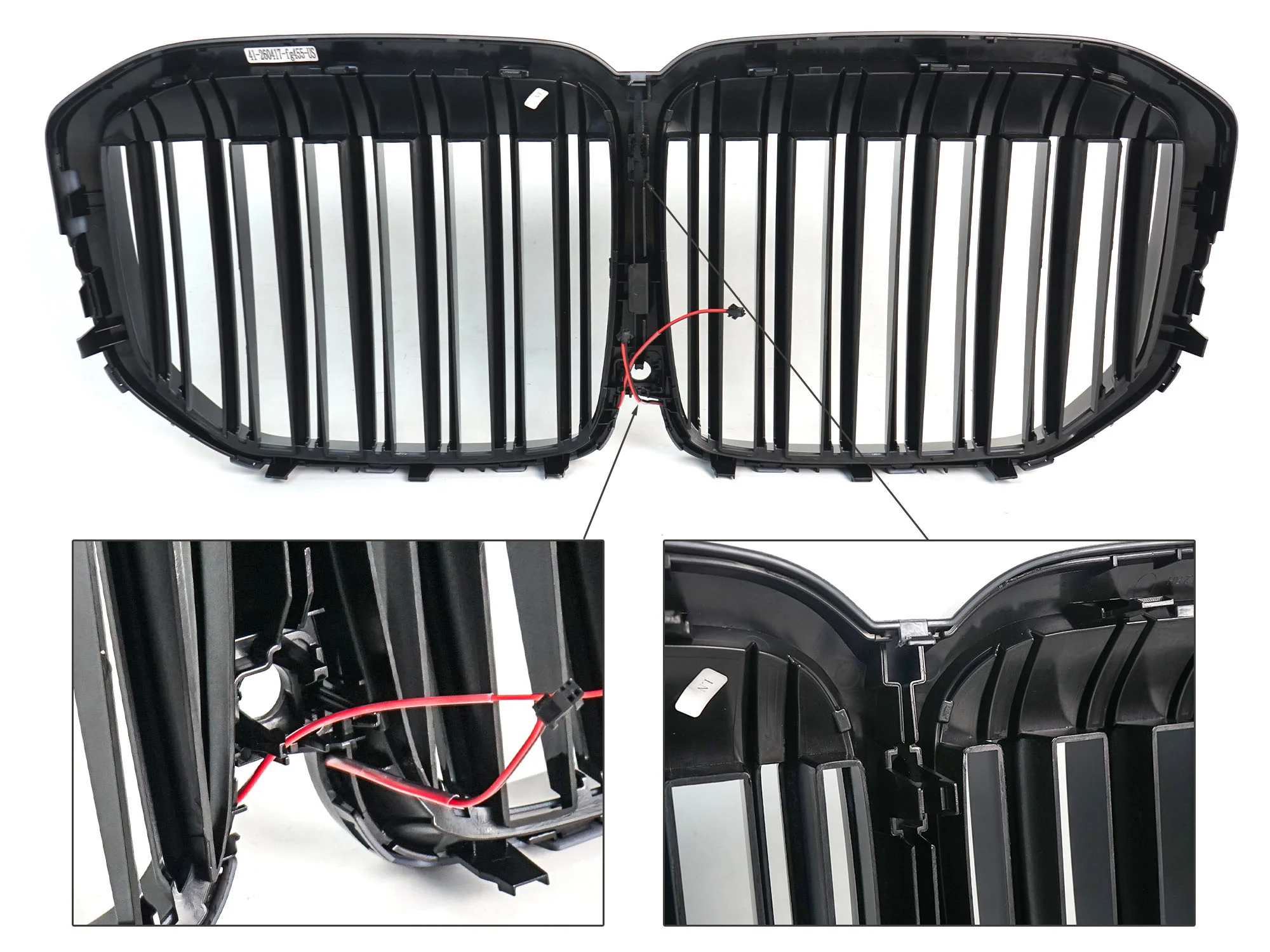 LED Gloss Black Double Slat Car Front Kidney Grill Fits For BMW X7 G07 2019-2022 - Image 12