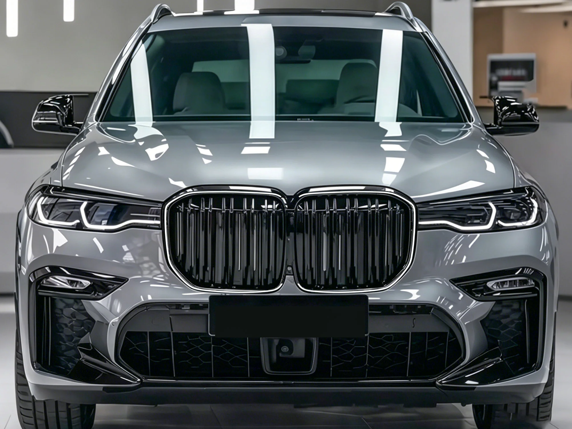 LED Gloss Black Double Slat Car Front Kidney Grill Fits For BMW X7 G07 2019-2022 - Image 2