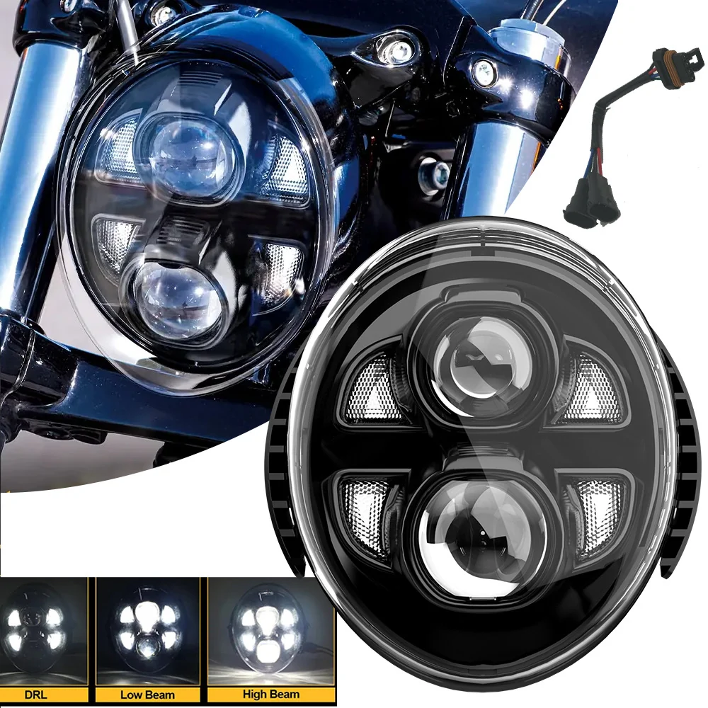 LED Headlight Hi/Low Beam Lamp DRL For Harley Davidson V-Rod VRod 2002-2017