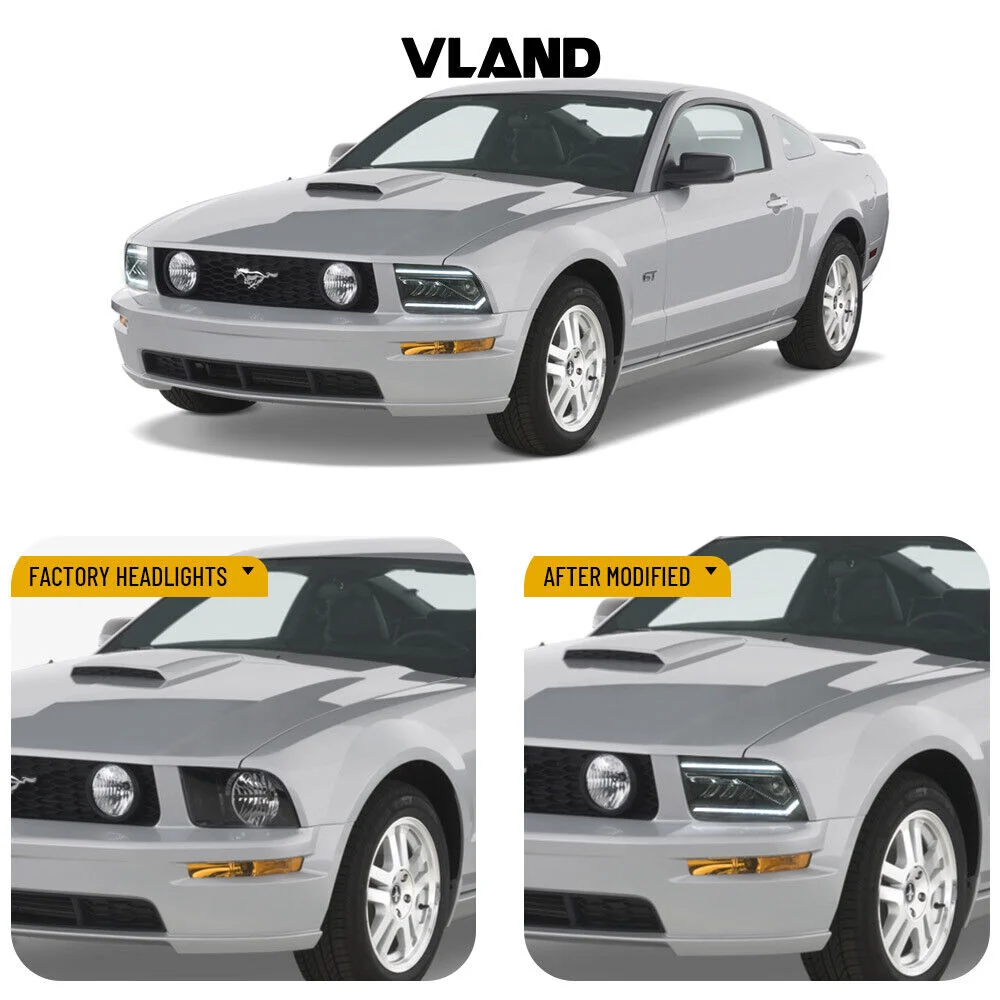 LED Projector Headlights For Ford Mustang 2005-2009 W/Start Up Animation - Image 2