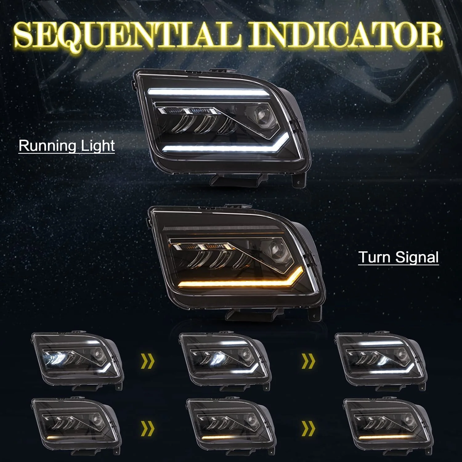 LED Projector Headlights For Ford Mustang 2005-2009 W/Start Up Animation - Image 4