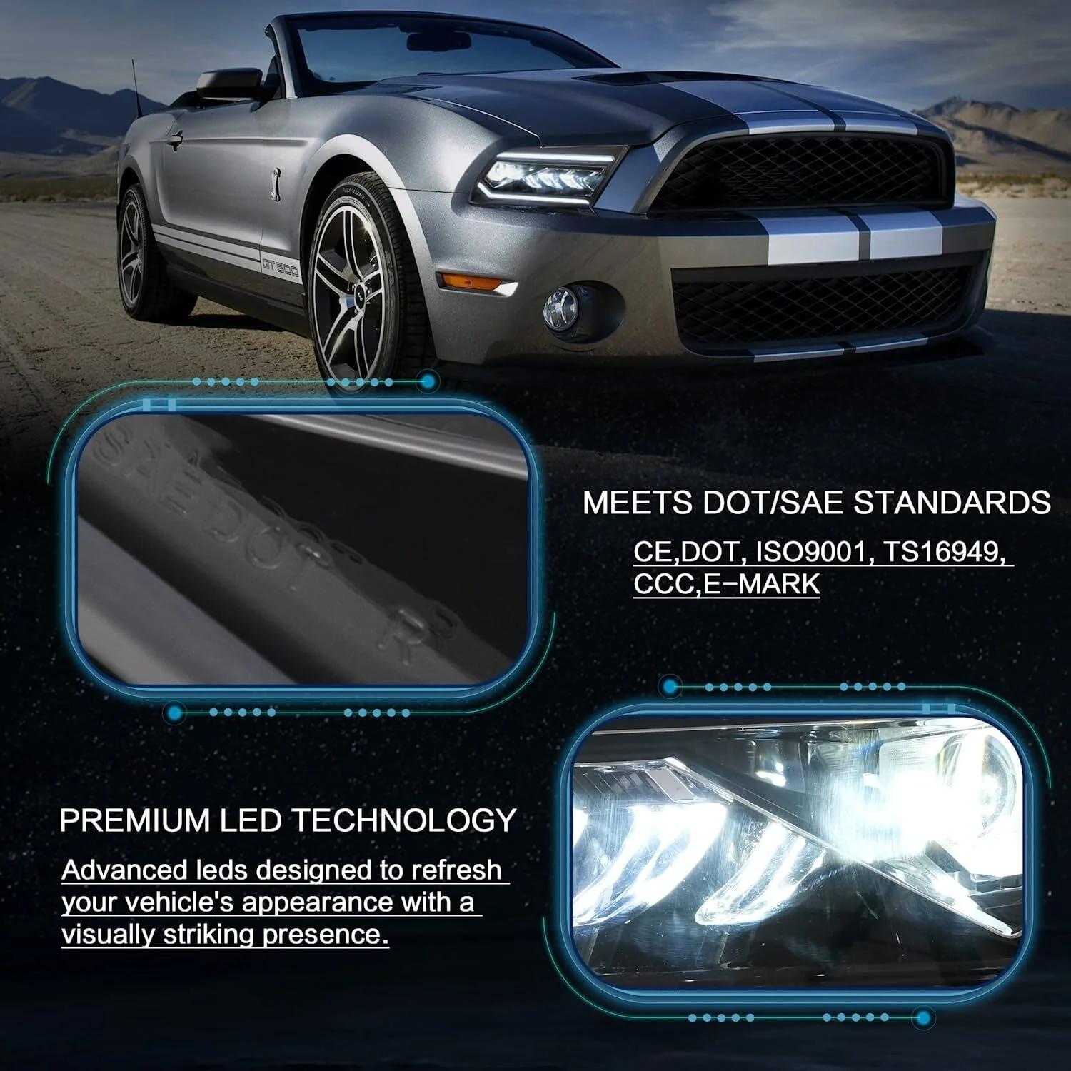 LED Projector Headlights For Ford Mustang 2005-2009 W/Start Up Animation - Image 5