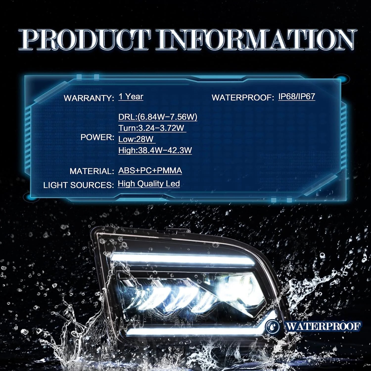 LED Projector Headlights For Ford Mustang 2005-2009 W/Start Up Animation - Image 6