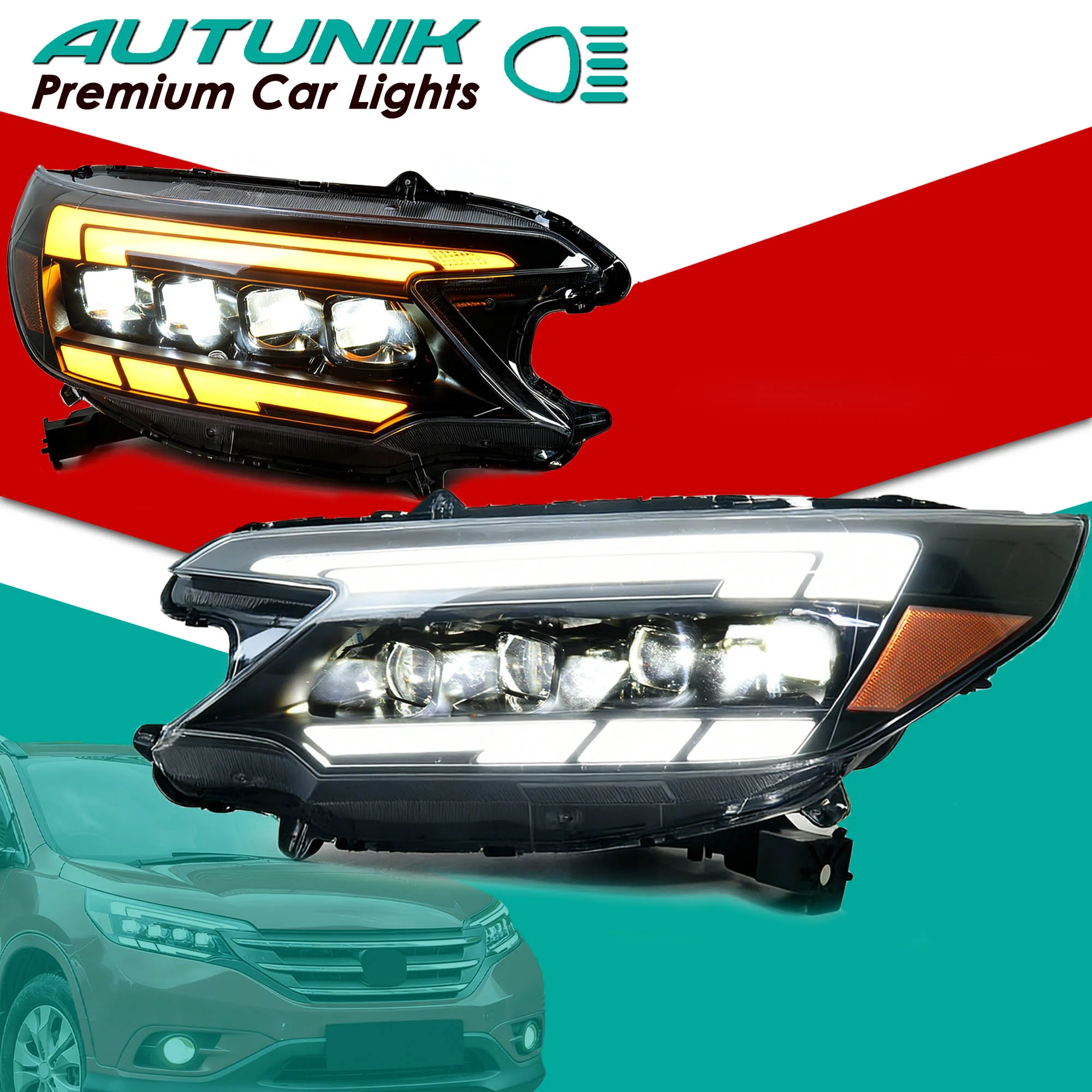 Full LED Sequential DRL Projector Headlight Assembly for Honda CR-V 2012 2013 2014