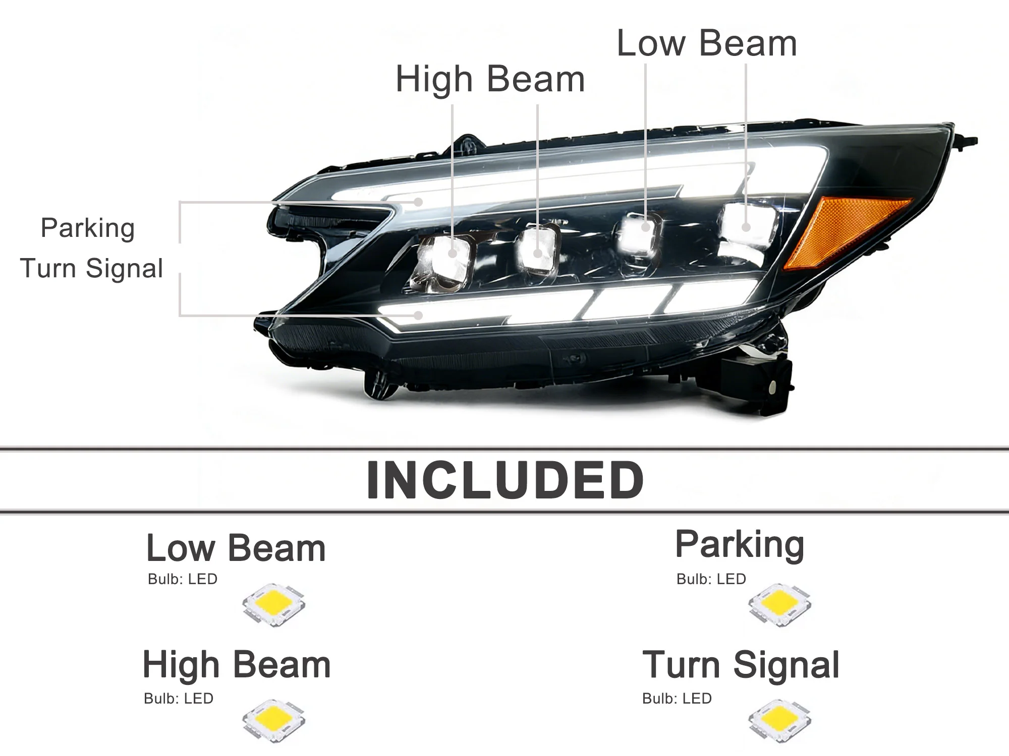 Full LED Sequential DRL Projector Headlight Assembly for Honda CR-V 2012 2013 2014 - Image 13