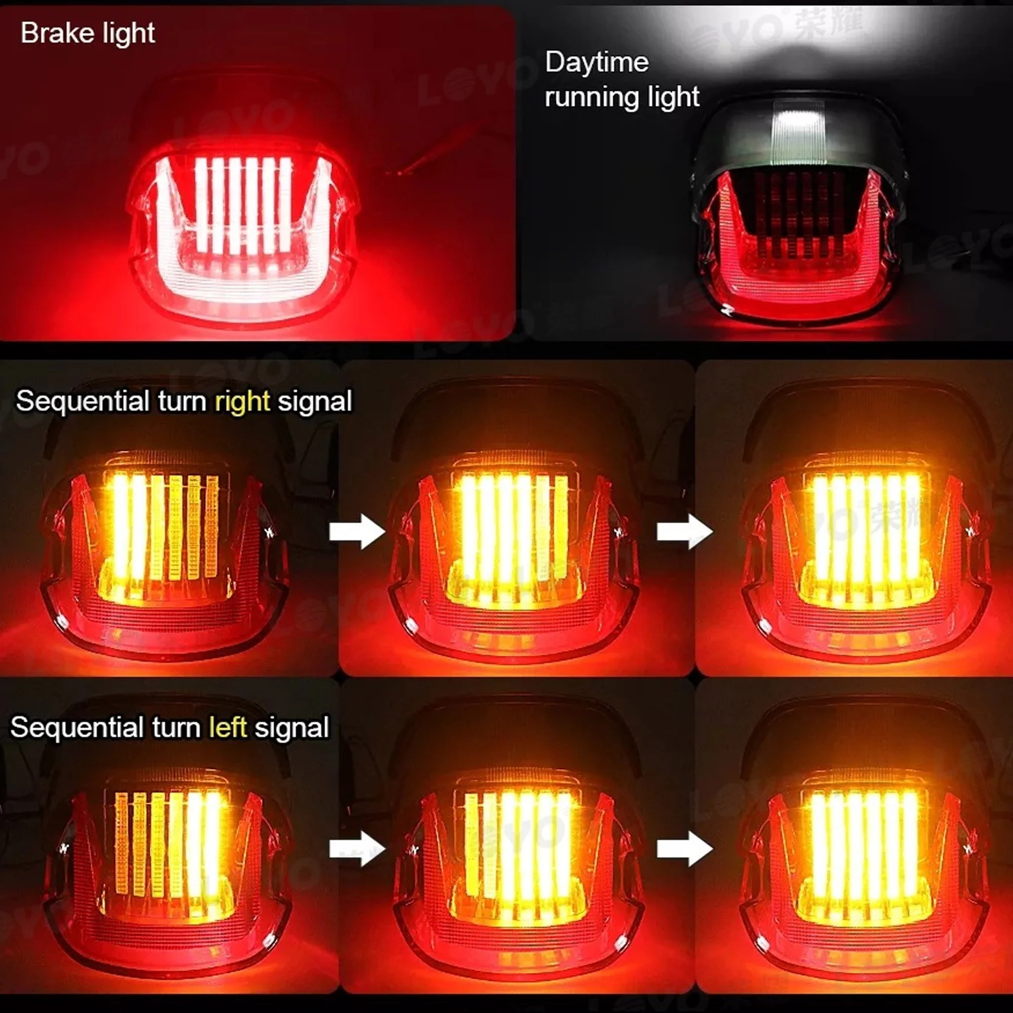Smoked LED Tail Light Sequential Turn Signal for Harley Davidson Sportster Dyna Road King - Image 4