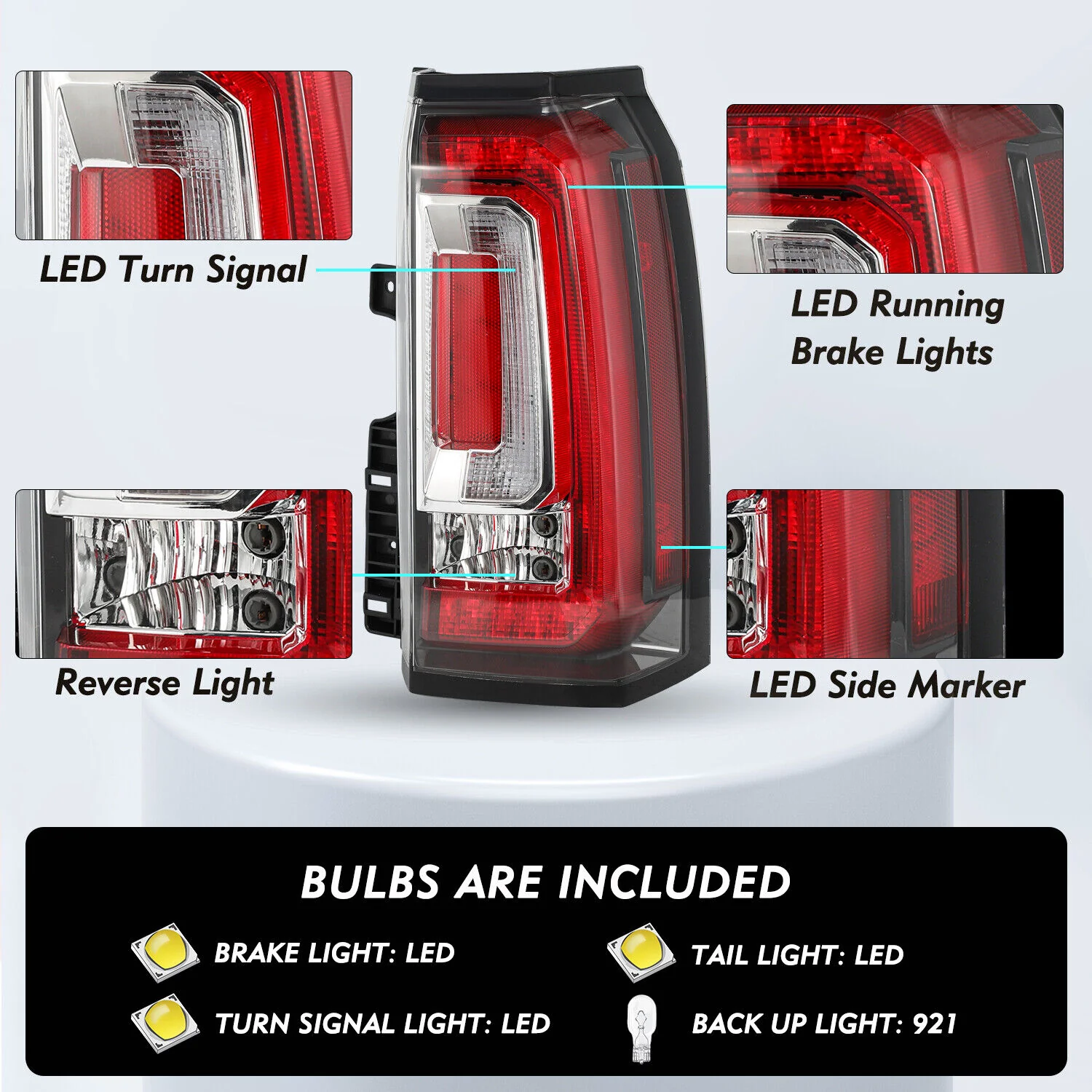 LED Tail Lights For 2015-2020 GMC Yukon XL Brake Taillamp Left+Right W/Bulbs - Image 3