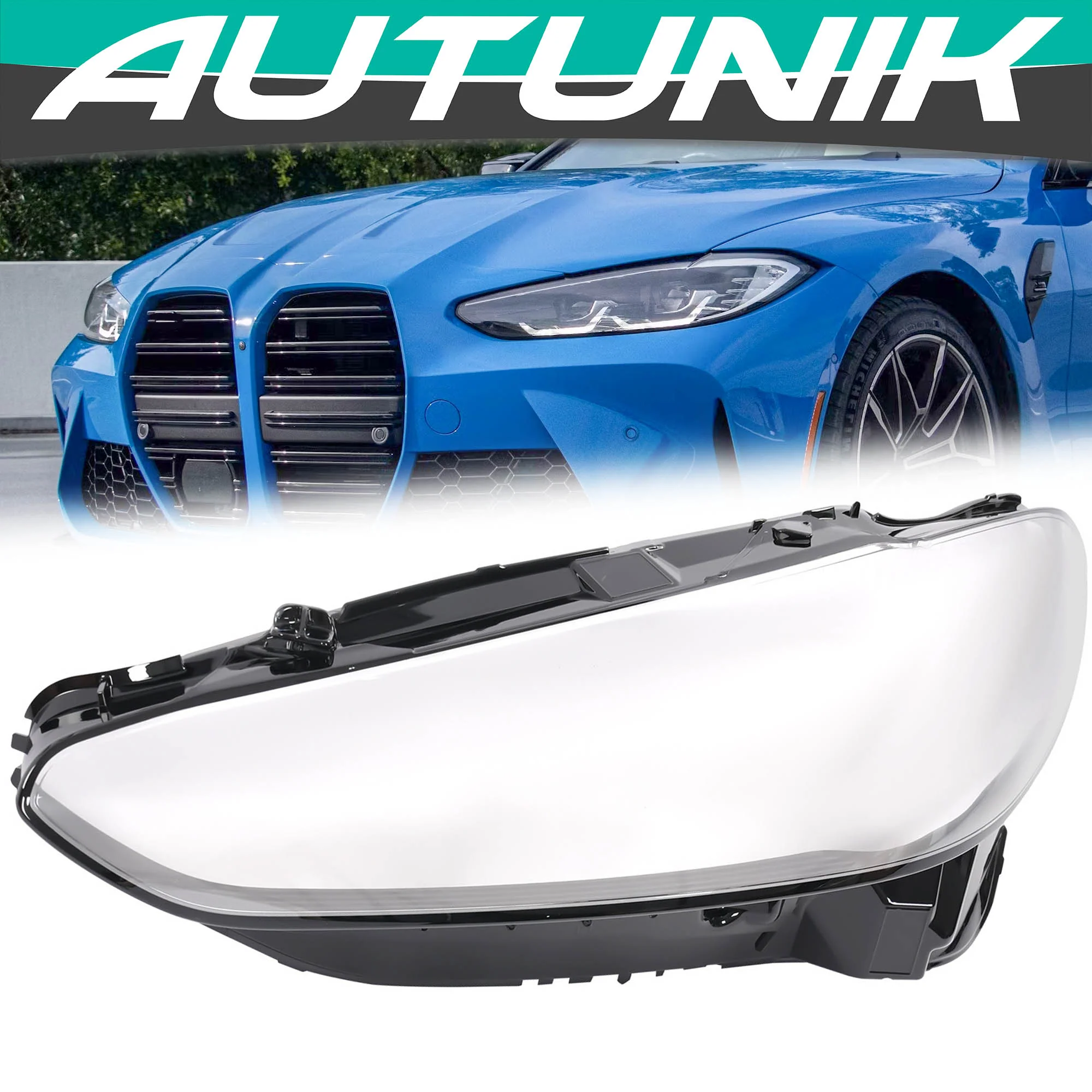 Left Driver Headlight Lens Cover For BMW G22 G26 G82 G83 430i M440i M4 i4 2021-2023