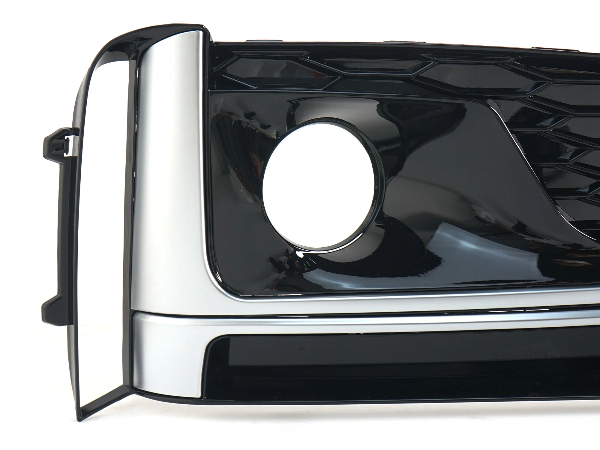Black+Chrome Fog Light Grille Cover for Audi S5 / A5 S-Line 2018-2019 Left+Right - Image 7