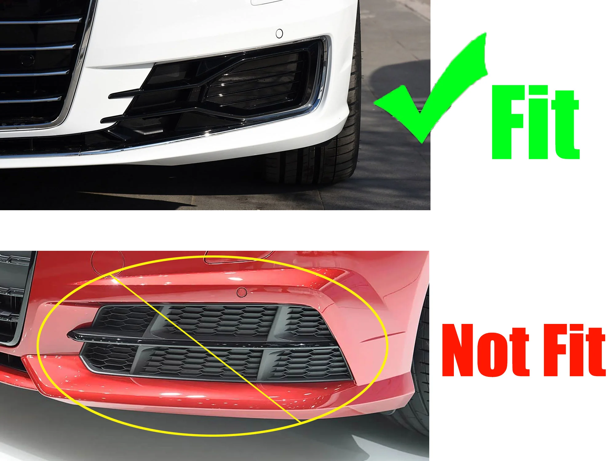 Left+Right Fog Light Grille For Audi A6 C7 Non-S-Line 2016-2018 - Image 4