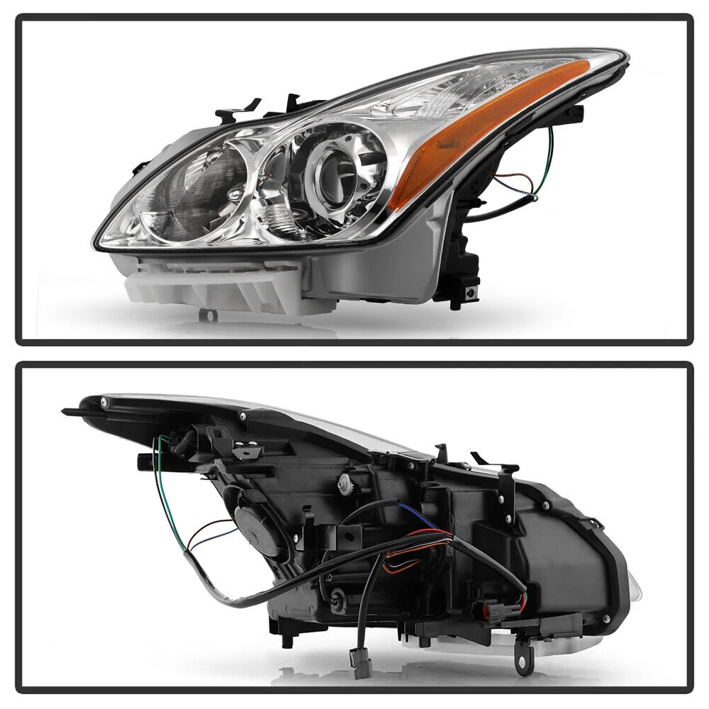 Left+Right For 2008-2015 Infiniti G37/Q60 Coupe Convertible Chrome Projector Headlights w/o Bulbs - Image 3