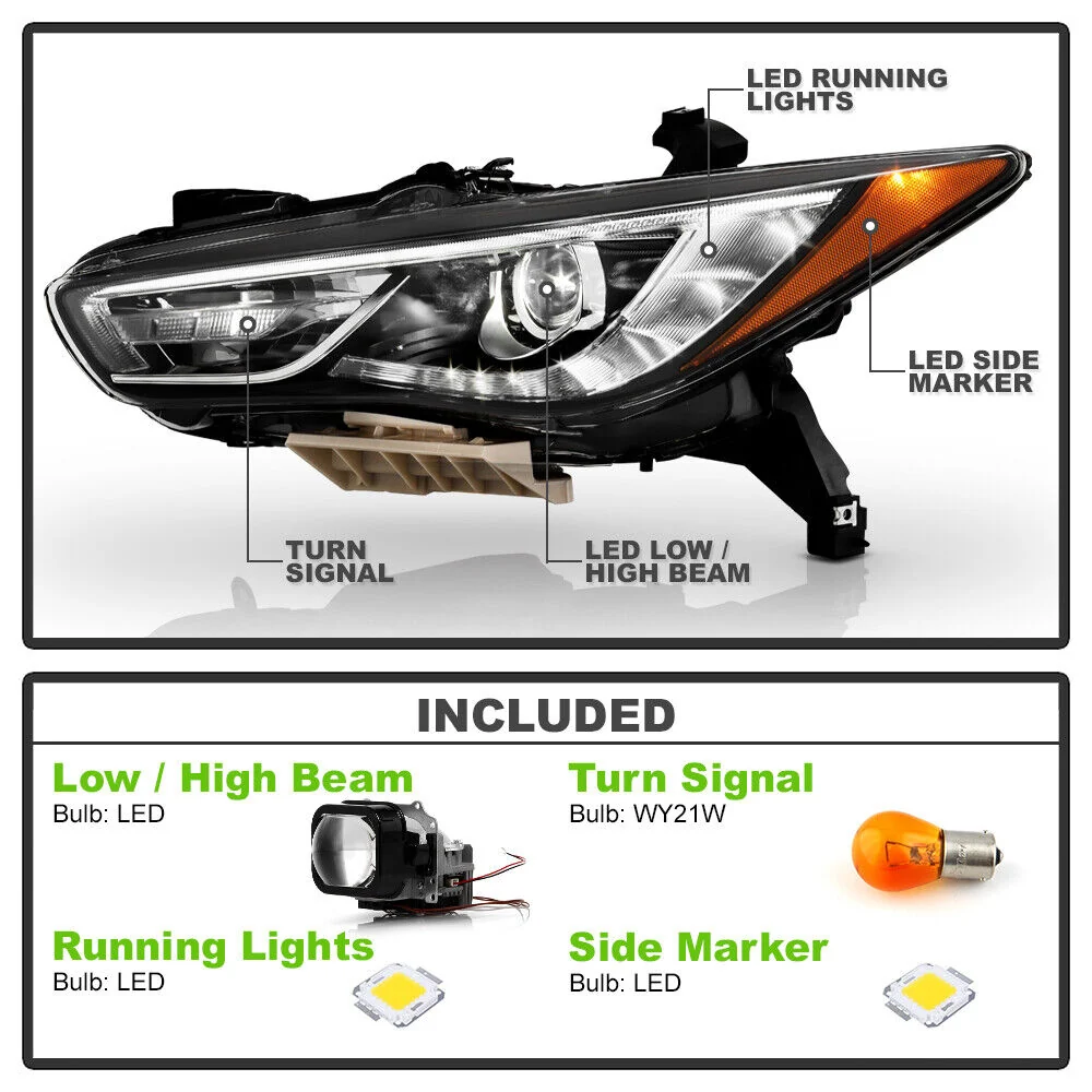 Left+Right For 2019-2020 Infiniti QX60 Factory LED Projector Headlights Headlamps Pair Set - Image 2