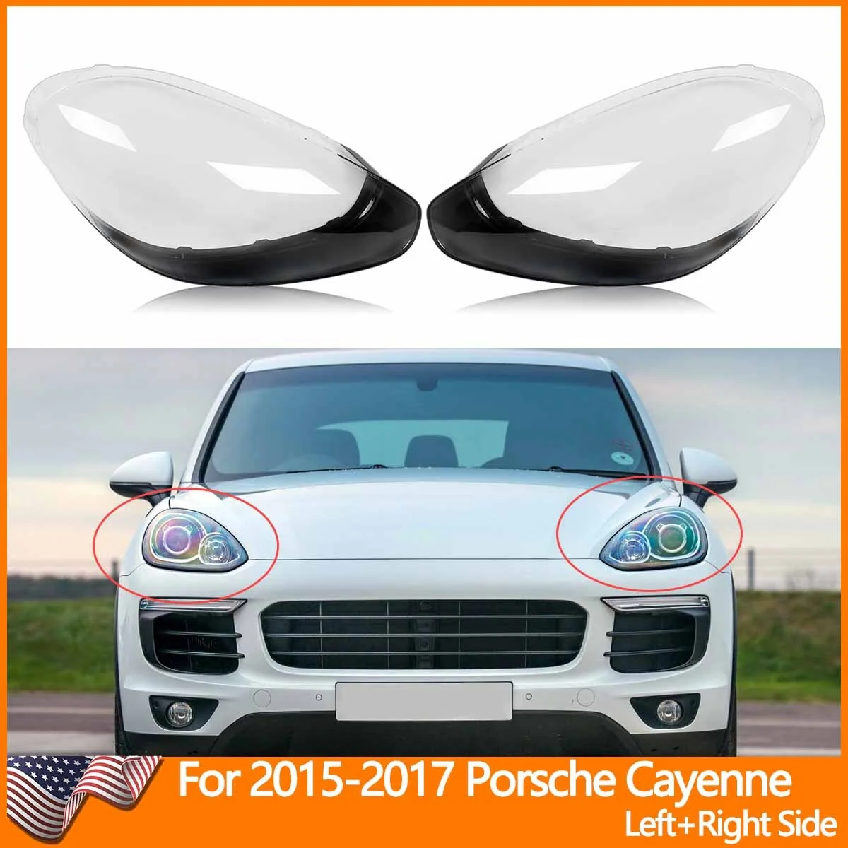 Left + Right Headlight Lens Clear Covers for 2015 2016 2017 Porsche Cayenne - Image 3