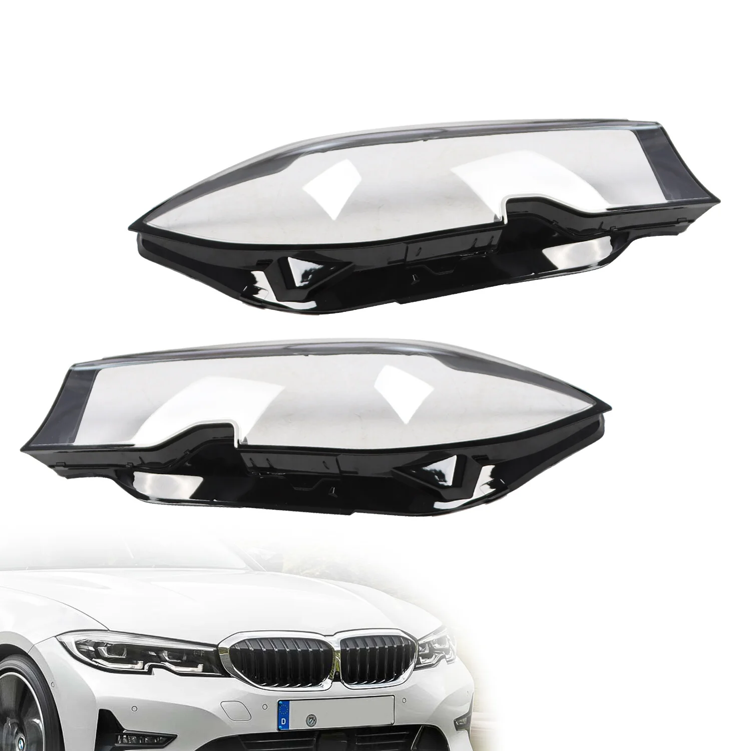 Left & Right Headlight Lens Covers for BMW 3 Series G20 2019 2020 2021 - Image 2