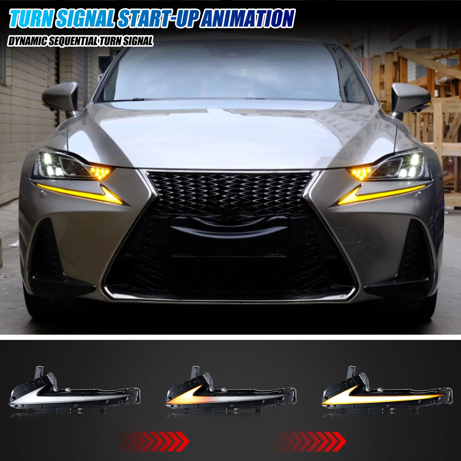 Left+Right LED Daytime Running Lights for Lexus IS250 IS300 ISF 2014-2016 Sequential Lamps - Image 2