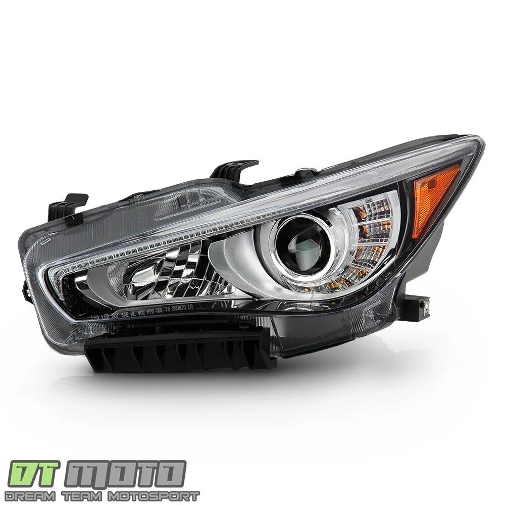 Left Side For 2014-2022 Infiniti Q50 w/o AFS LED DRL Projector Headlight Headlamp - Driver - Image 2