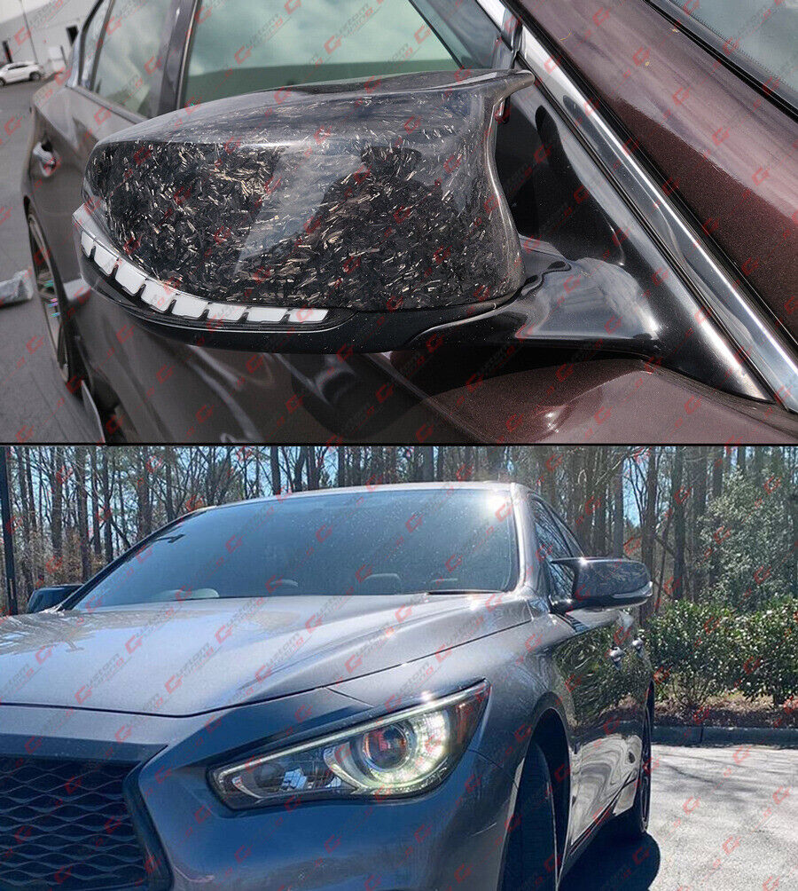 Forged Carbon Fiber Mirror Cover Caps fits for Infiniti Q50 Q60 2014-2024 - Image 5