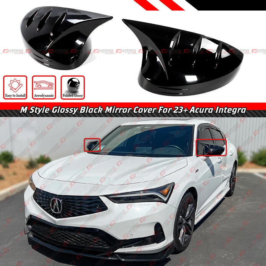 M Style Gloss Black Mirror Cover Caps Add-On fit for 2023-2025 Acura Integra DE4 - Image 2