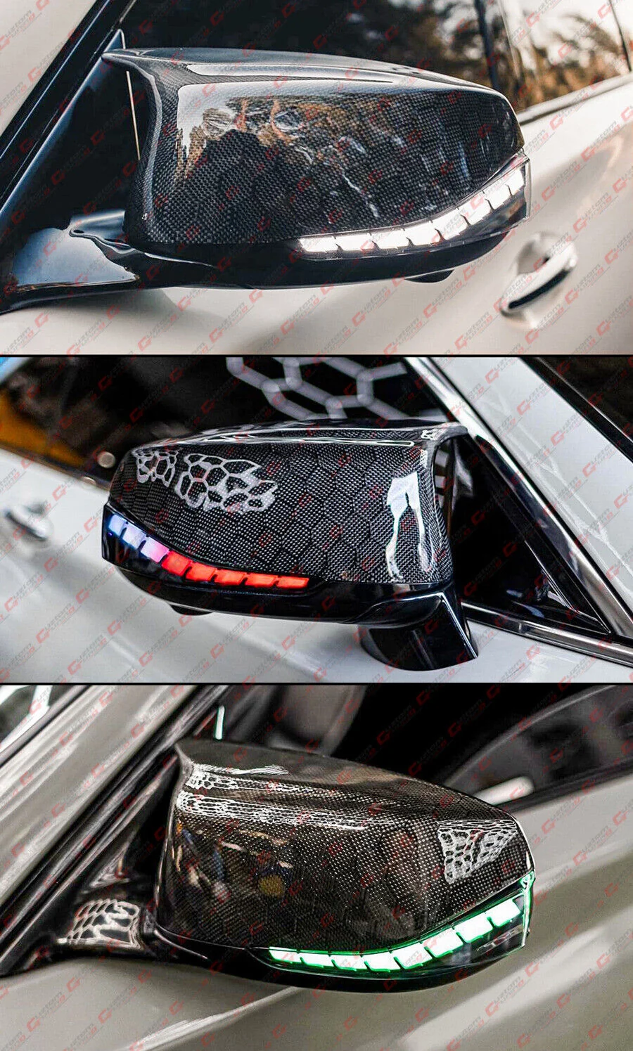 Honeycomb Carbon Fiber Mirror Cover Caps fit for Infiniti Q50 Q60 2014-2024 - Image 4