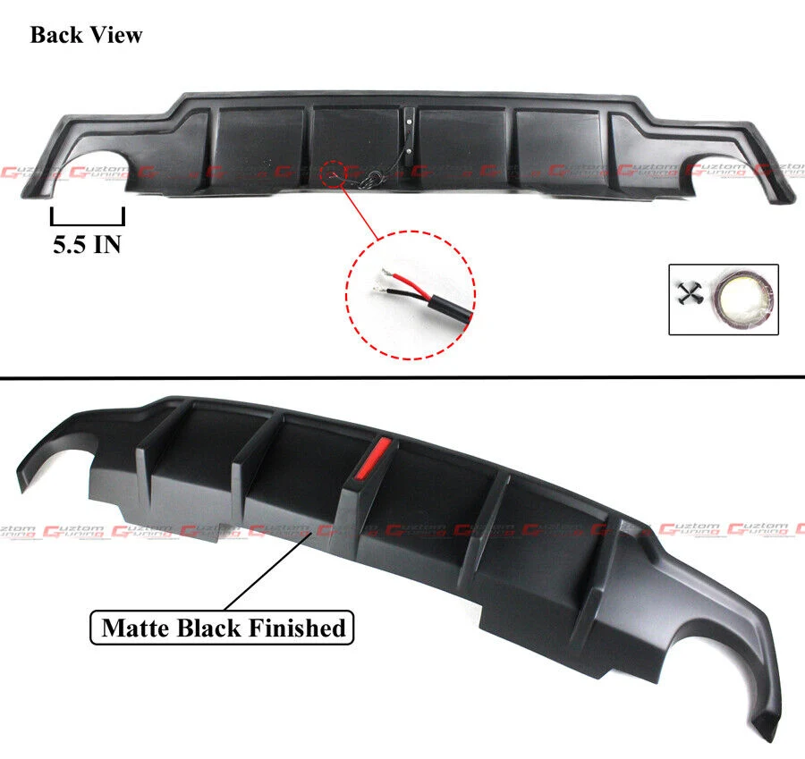 Matte Black For 2006-2013 Lexus IS250 IS350 LED Rear Bumper Diffuser + V2 Corner Spat - Image 2