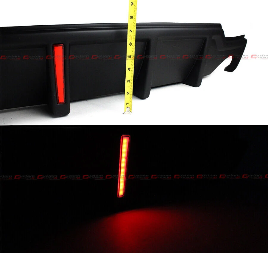 Matte Black For 2006-2013 Lexus IS250 IS350 LED Rear Bumper Diffuser + V2 Corner Spat - Image 3