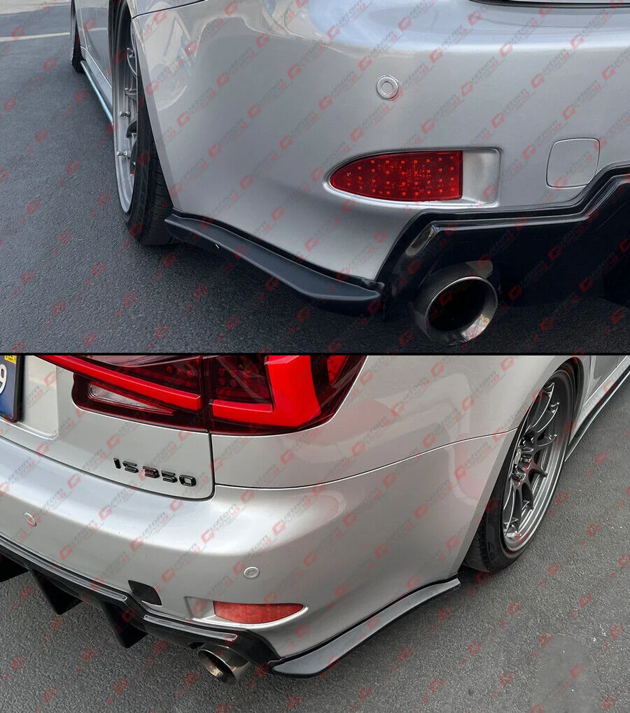 Matte Black For 2006-2013 Lexus IS250 IS350 LED Rear Bumper Diffuser + V2 Corner Spat - Image 7