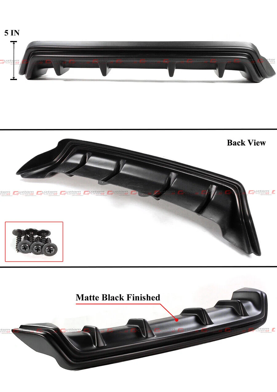 Matte Black For 2015-2018 Lexus RC300 RC350 F-Sport Shark Fin Rear Bumper Diffuser - Image 2