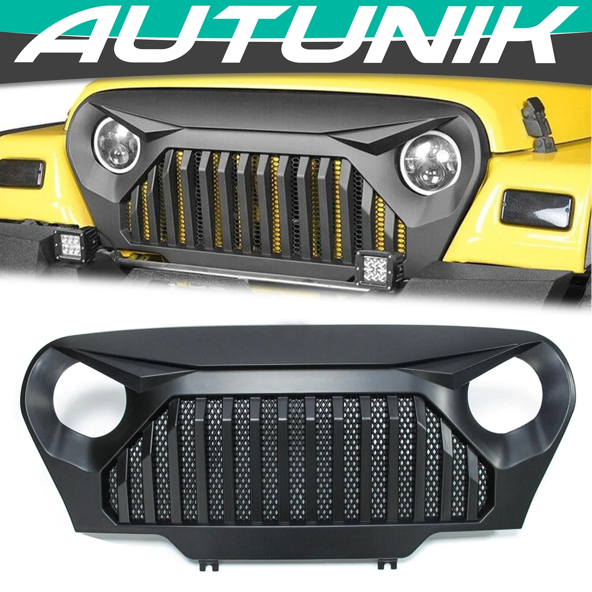 Matte Black Front Gladiator Grill Grille for Jeep Wrangler TJ 1997-2006