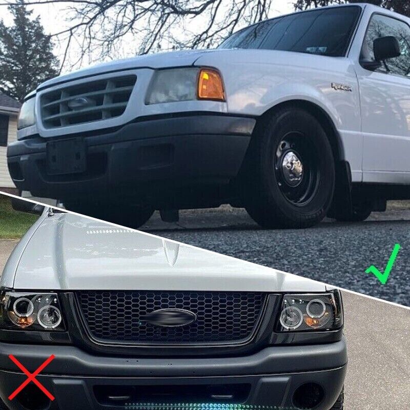 Matte Black Front Grille Honeycomb Bumper Grill W/Light for Ford Ranger 2001-2003 (Not fit Edge) - Image 2