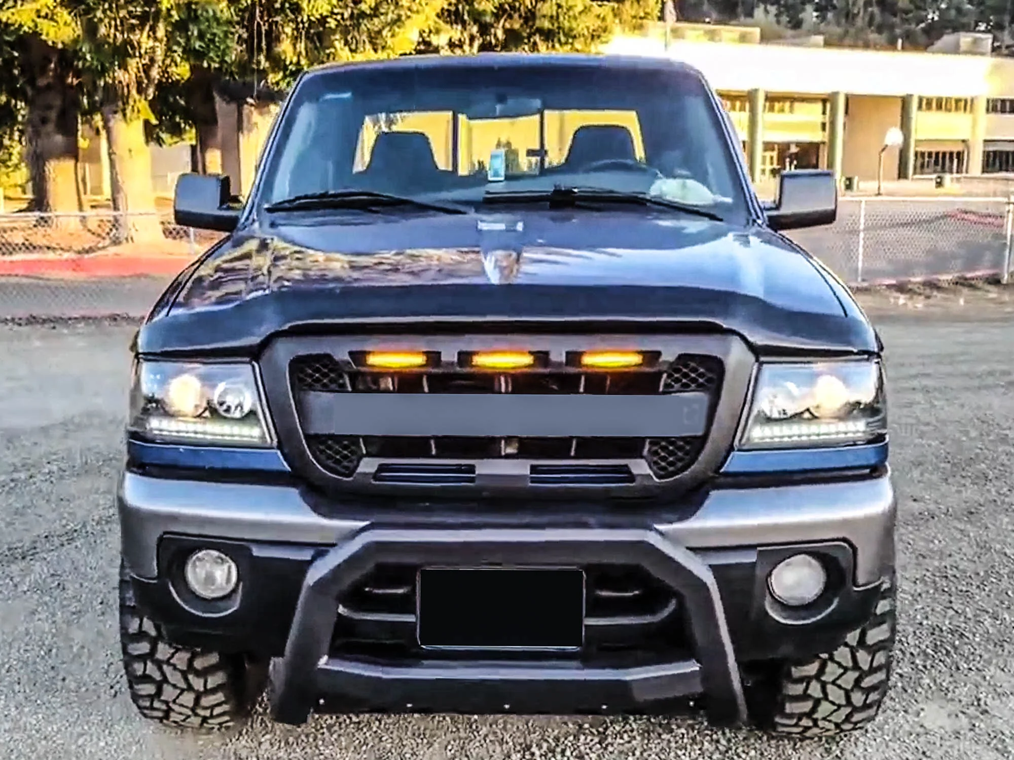 Matte Black Front Grille Honeycomb Bumper Grill W/Light for Ford Ranger 2001-2003 (Not fit Edge) - Image 5
