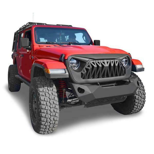Shark Style Front Bumper Grille Grill for Jeep Wrangler JL JT 2018-2021 Matte black - Image 2