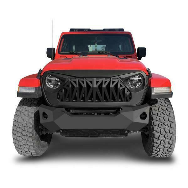 Shark Style Front Bumper Grille Grill for Jeep Wrangler JL JT 2018-2021 Matte black - Image 3
