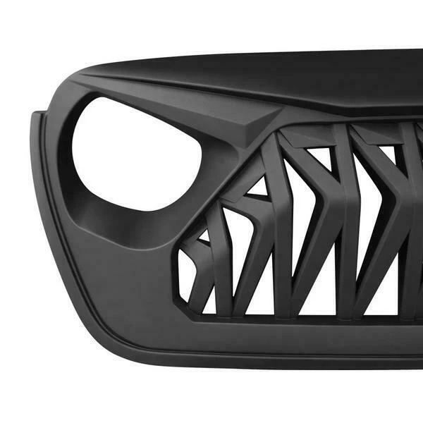 Shark Style Front Bumper Grille Grill for Jeep Wrangler JL JT 2018-2021 Matte black - Image 7