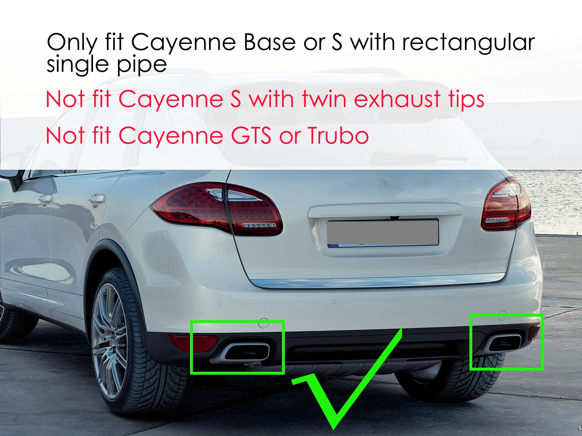 Matte Black Exhaust Tips Muffler for Porsche Cayenne 2011-2014 Long Pipes - Image 3
