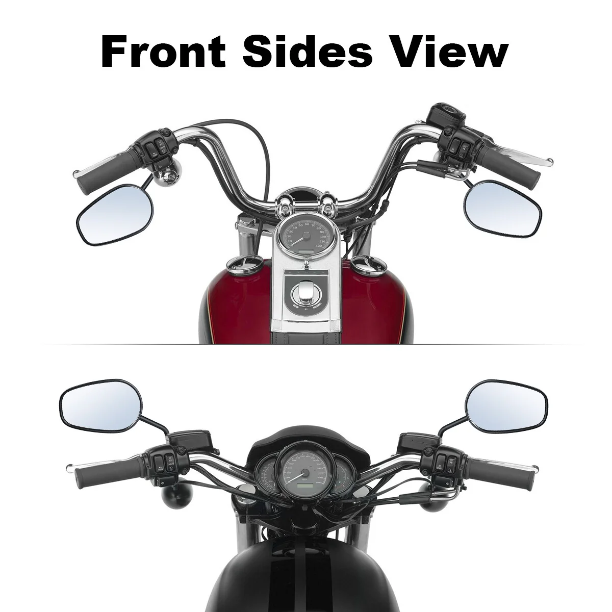 Matte Black Rear View Mirrors for Harley Davidson 1982+ Sportster, Softail, Dyna, Touring - Image 2