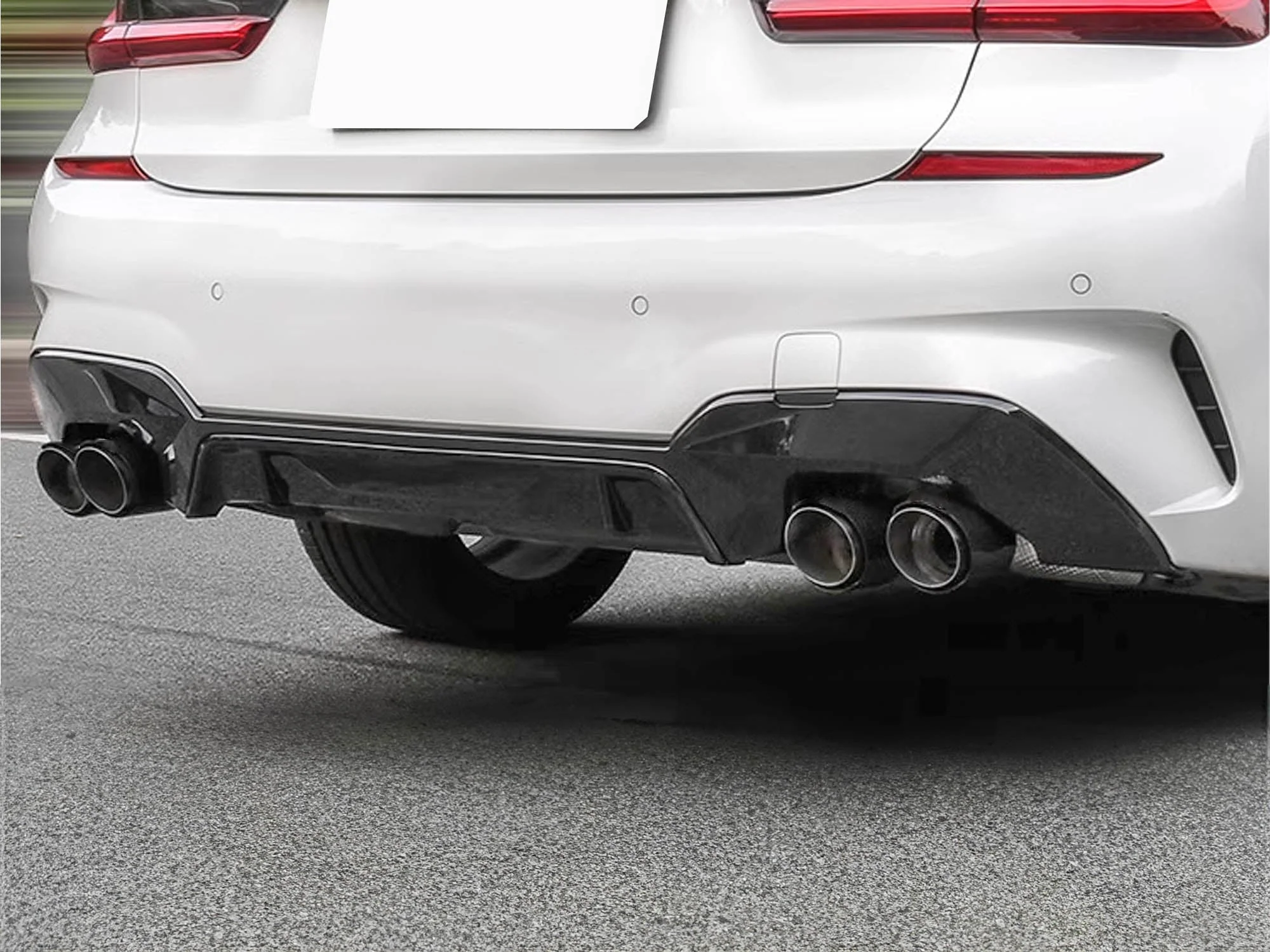 Matte Carbon Fiber Quad Exhaust Tips Replace for BMW G20 M340i 2019-2022 - Image 2