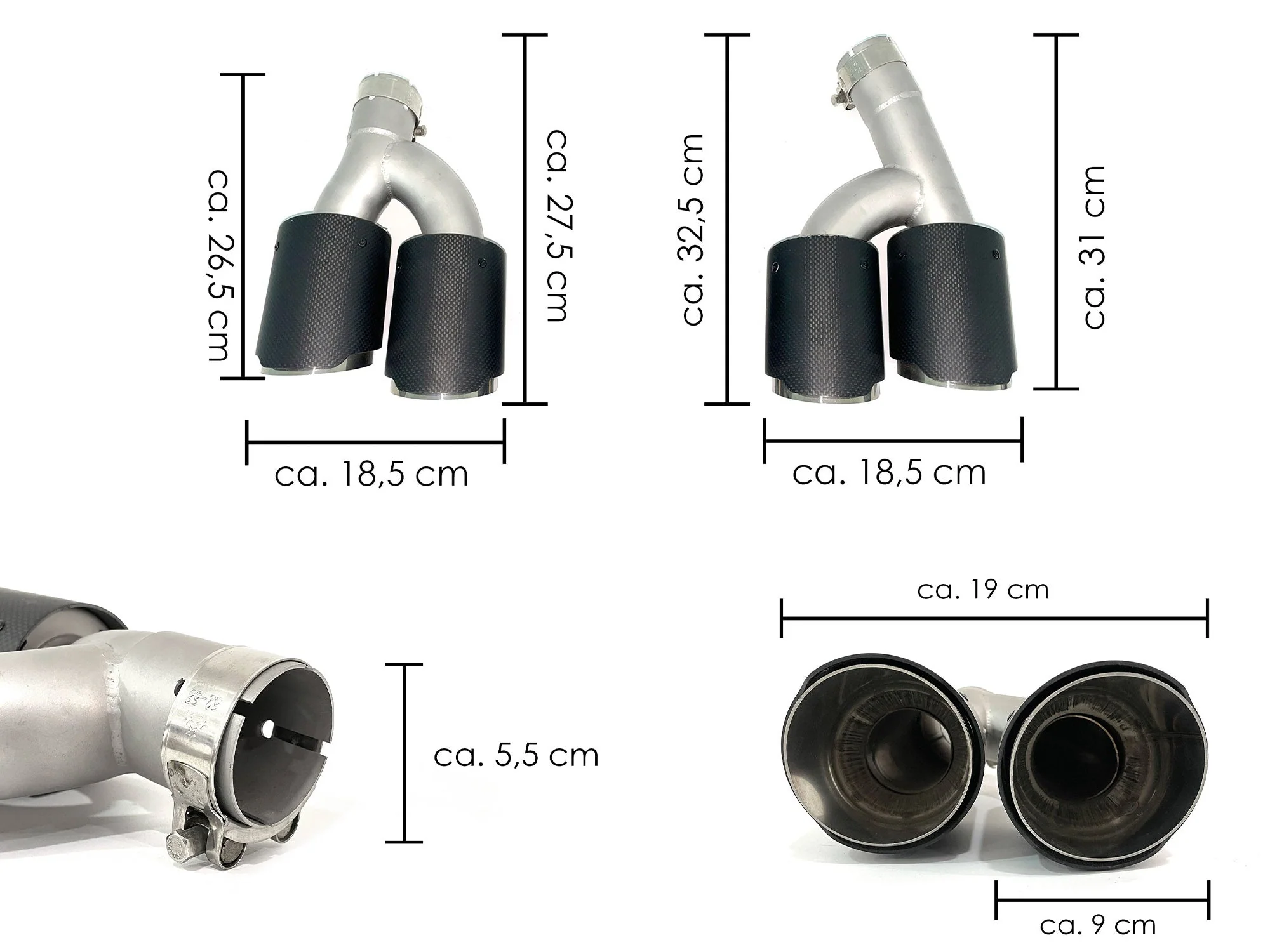 Matte Carbon Fiber Quad Exhaust Tips Replace for BMW G20 M340i 2019-2022 - Image 9