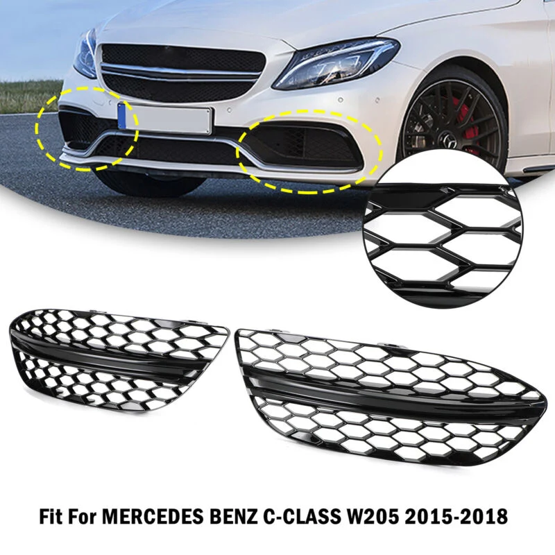 Front Fog Light Cover Grill For Mercedes W205 Sedam C200 C250 C300 Non-AMG 2015-2018 - Image 3