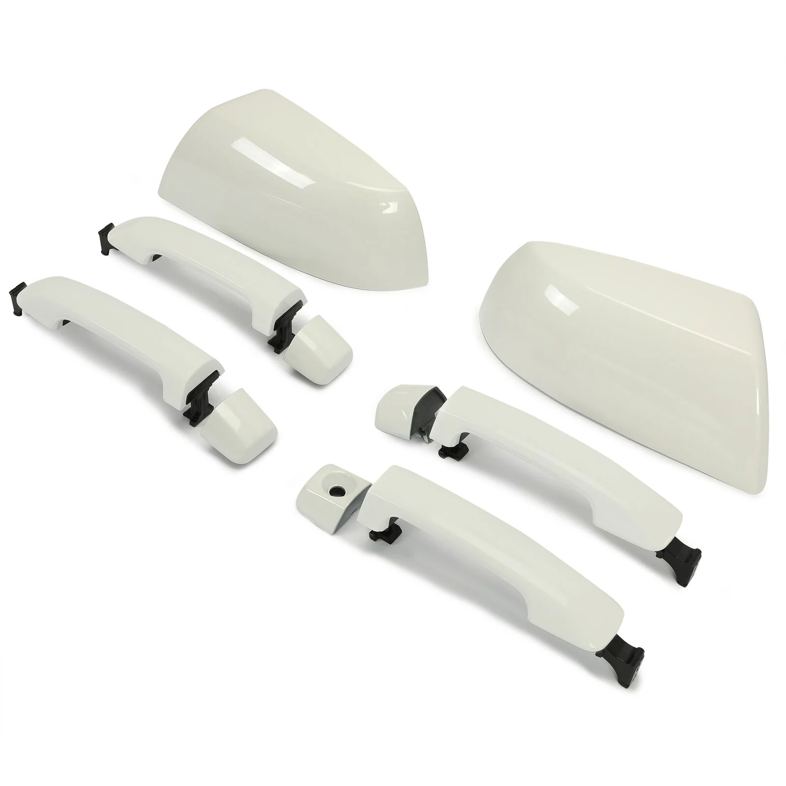 White Mirror Cover & Door Handle Set For Toyota Tundra Sequoia 2011-2019 - Image 6