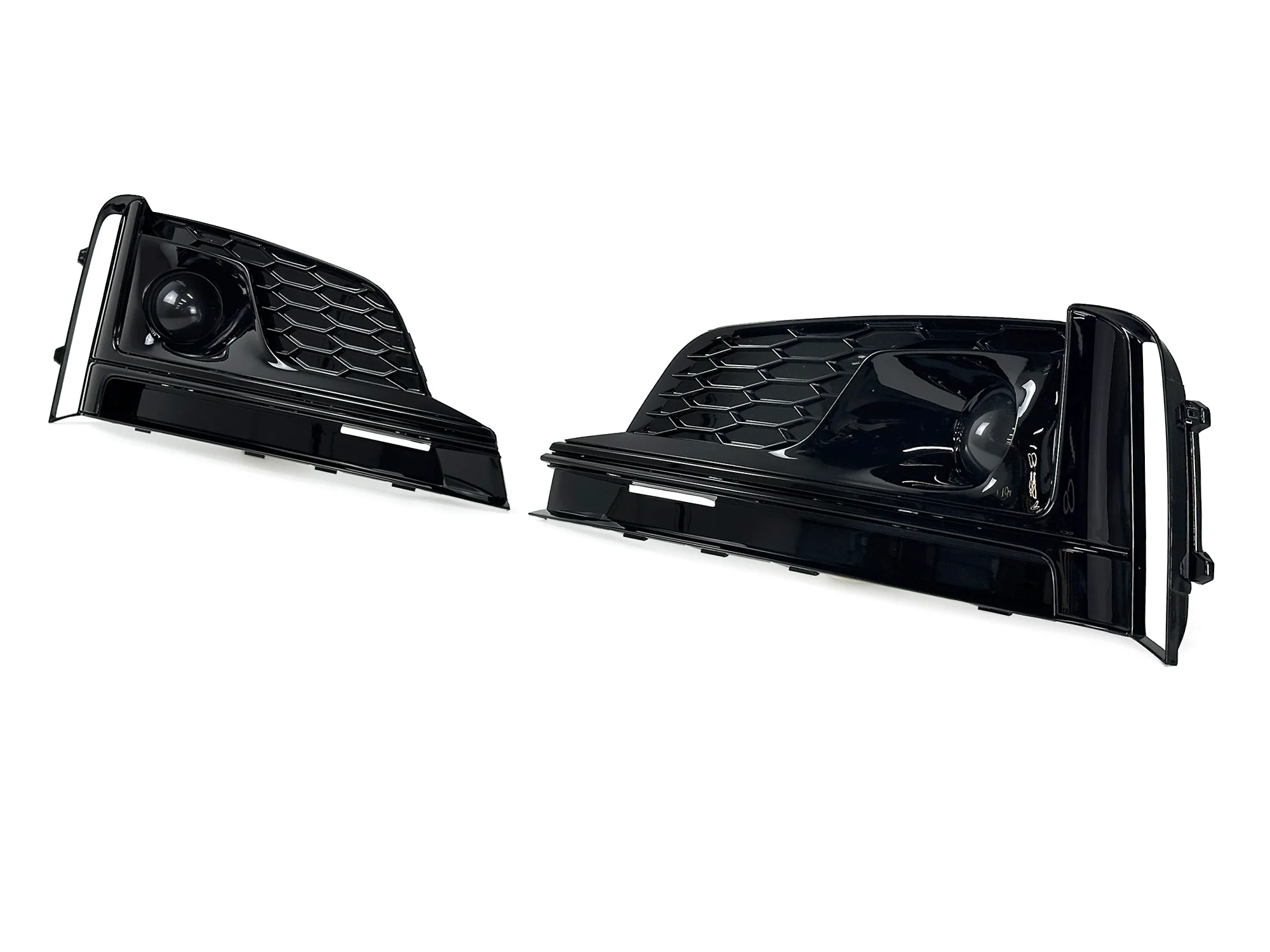 Pair For 2018-2019 Audi A5 S-line S5 B9 Fog Light Grille Trim w/ ACC Caps Black - Image 7