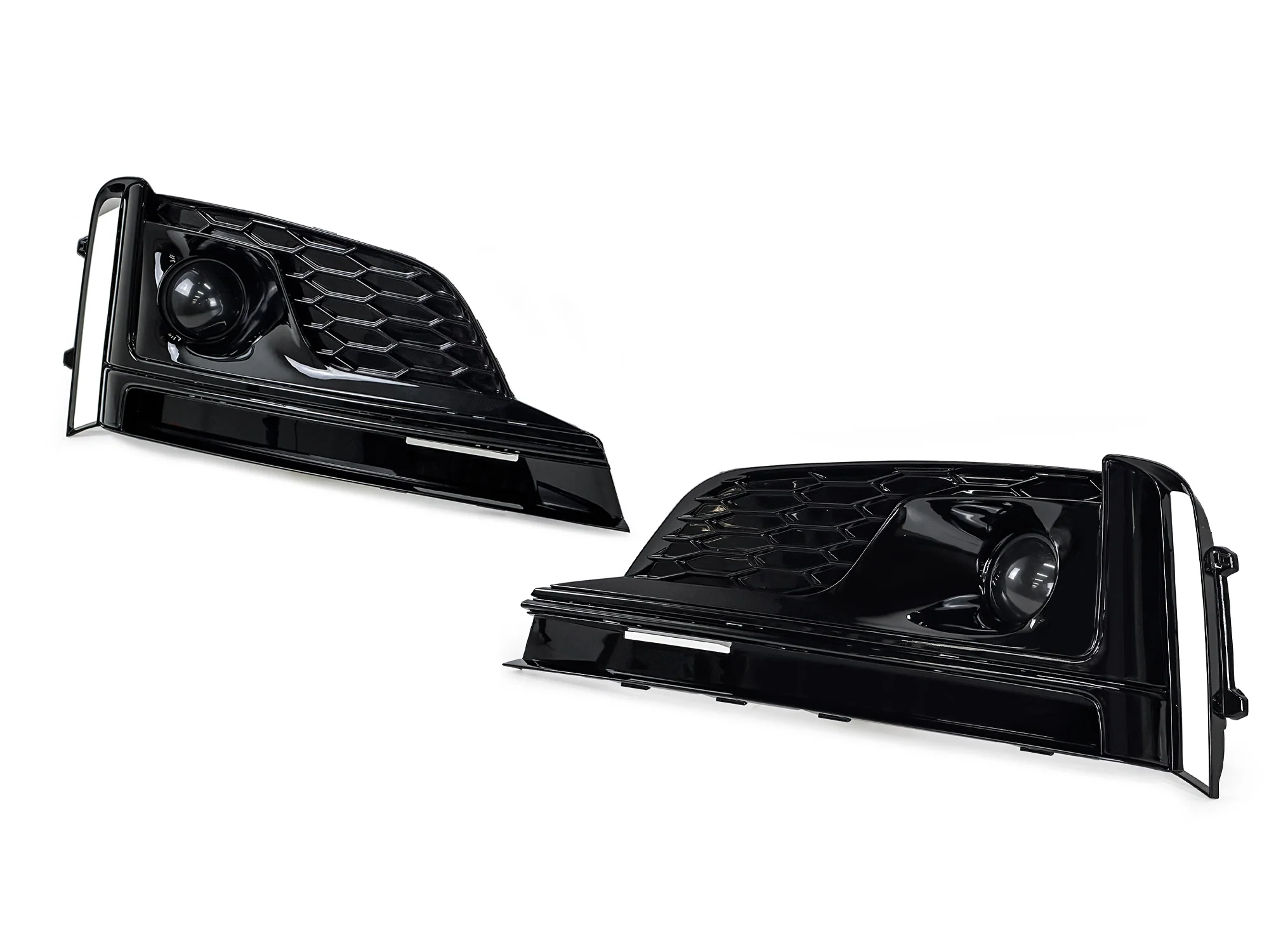 Pair For 2018-2019 Audi A5 S-line S5 B9 Fog Light Grille Trim w/ ACC Caps Black - Image 8