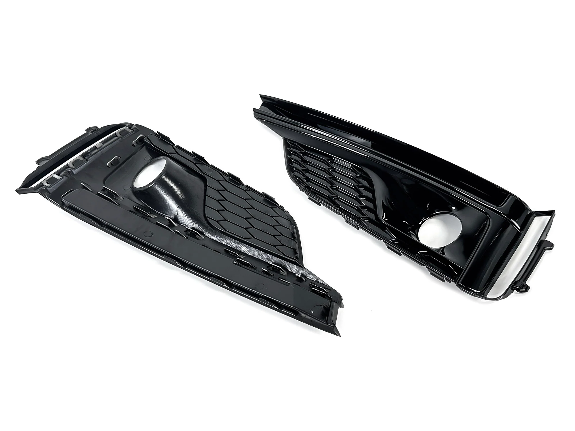 Pair For 2018-2019 Audi A5 S-line S5 B9 Fog Light Grille Trim w/ ACC Caps Black - Image 9