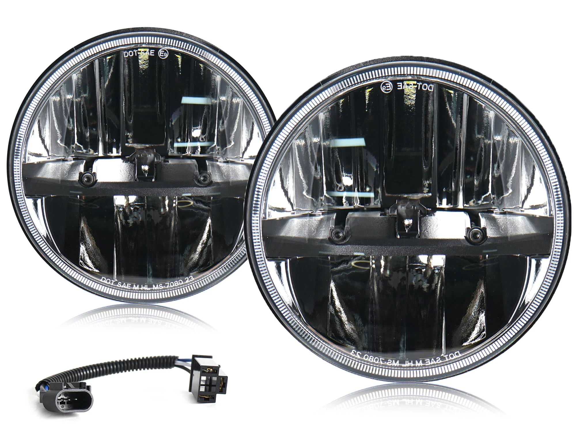 Pair 7" Round LED Headlights for Jeep CJ Wrangler TJ, JK, JKU & Mazda Miata 90-97 Porsche 944 - Image 3