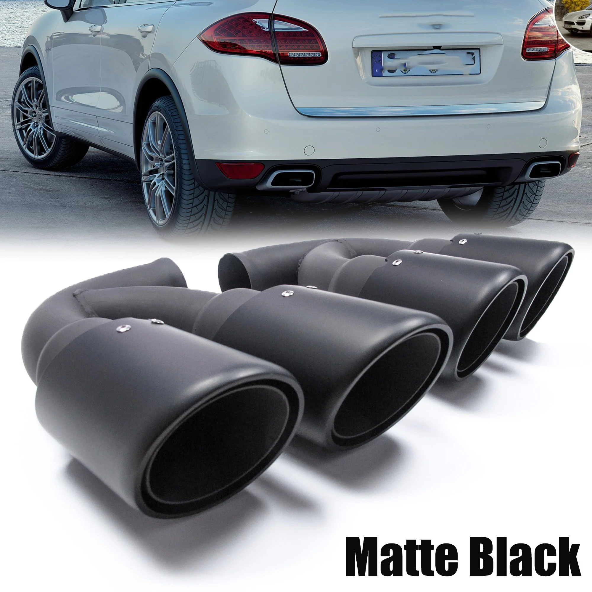 Matte Black Exhaust Tips For Porsche Cayenne 958.1 2011-2014 Short Pipe - Image 3
