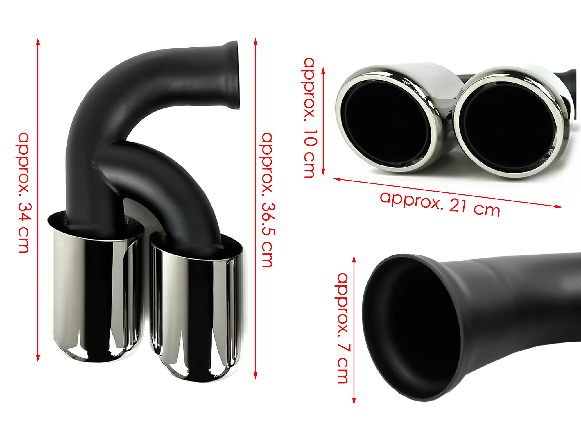 Black/Chrome Exhaust Tips Pipes For Porsche 958.1 Cayenne 92A V8 2011-2014 - Image 12