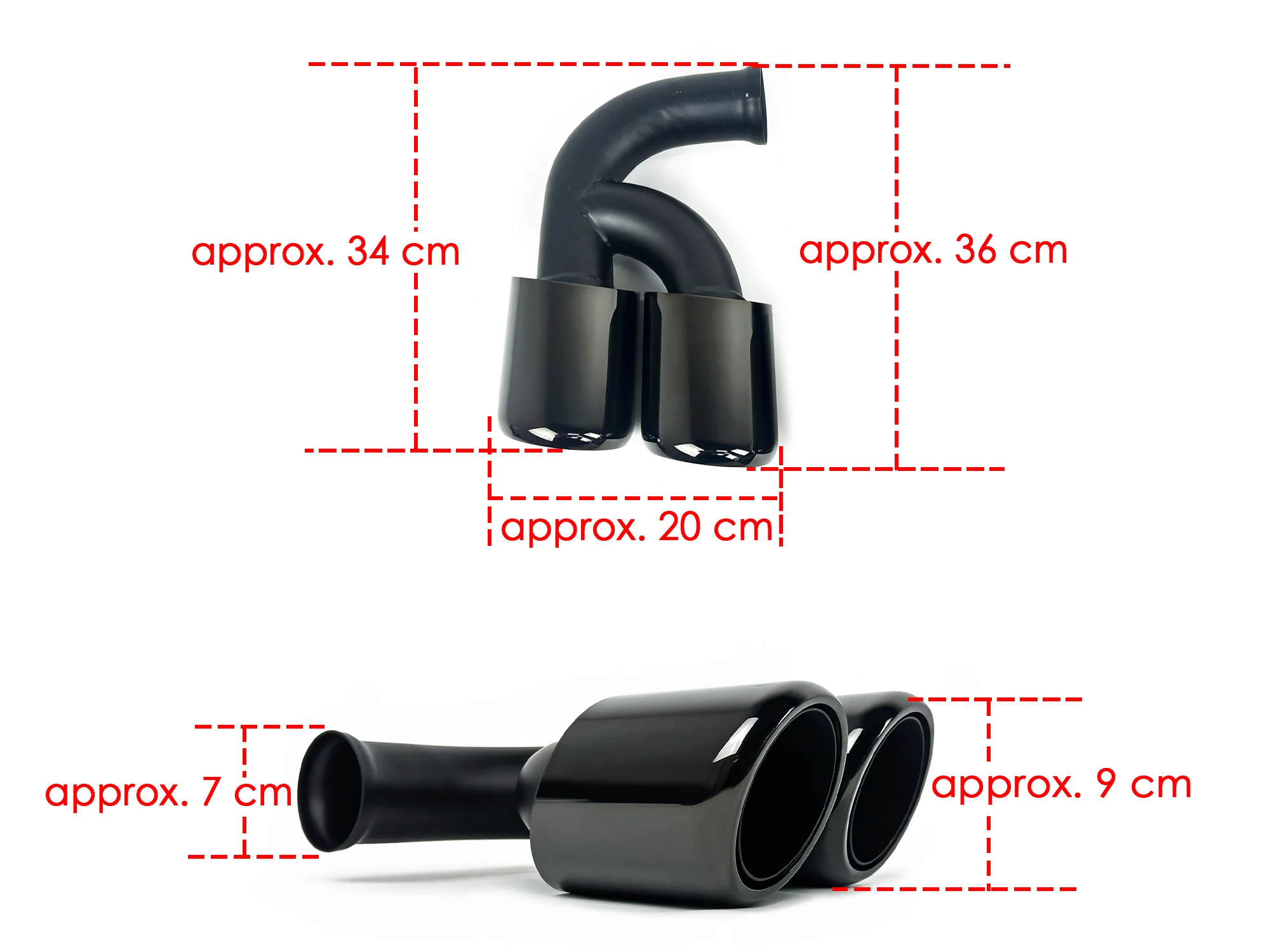 Gloss Black Exhaust Tips Pipes For Porsche 958.1 Cayenne 92A V8 2011-2014 Short Tailpipe - Image 12