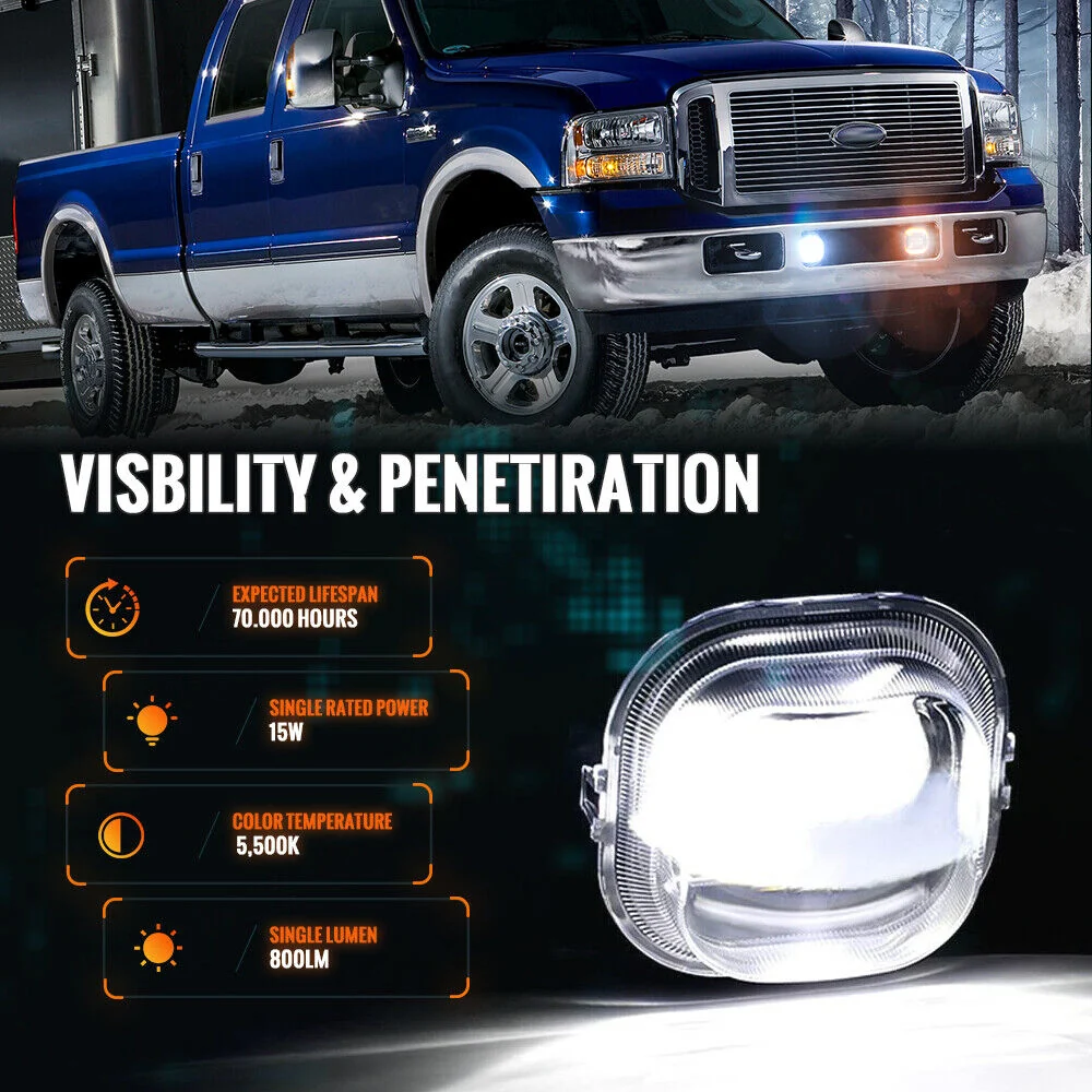 Pair Bumper LED Fog Lights for Ford F-350 2005 2006 2007 Super Duty Accessories - Image 3