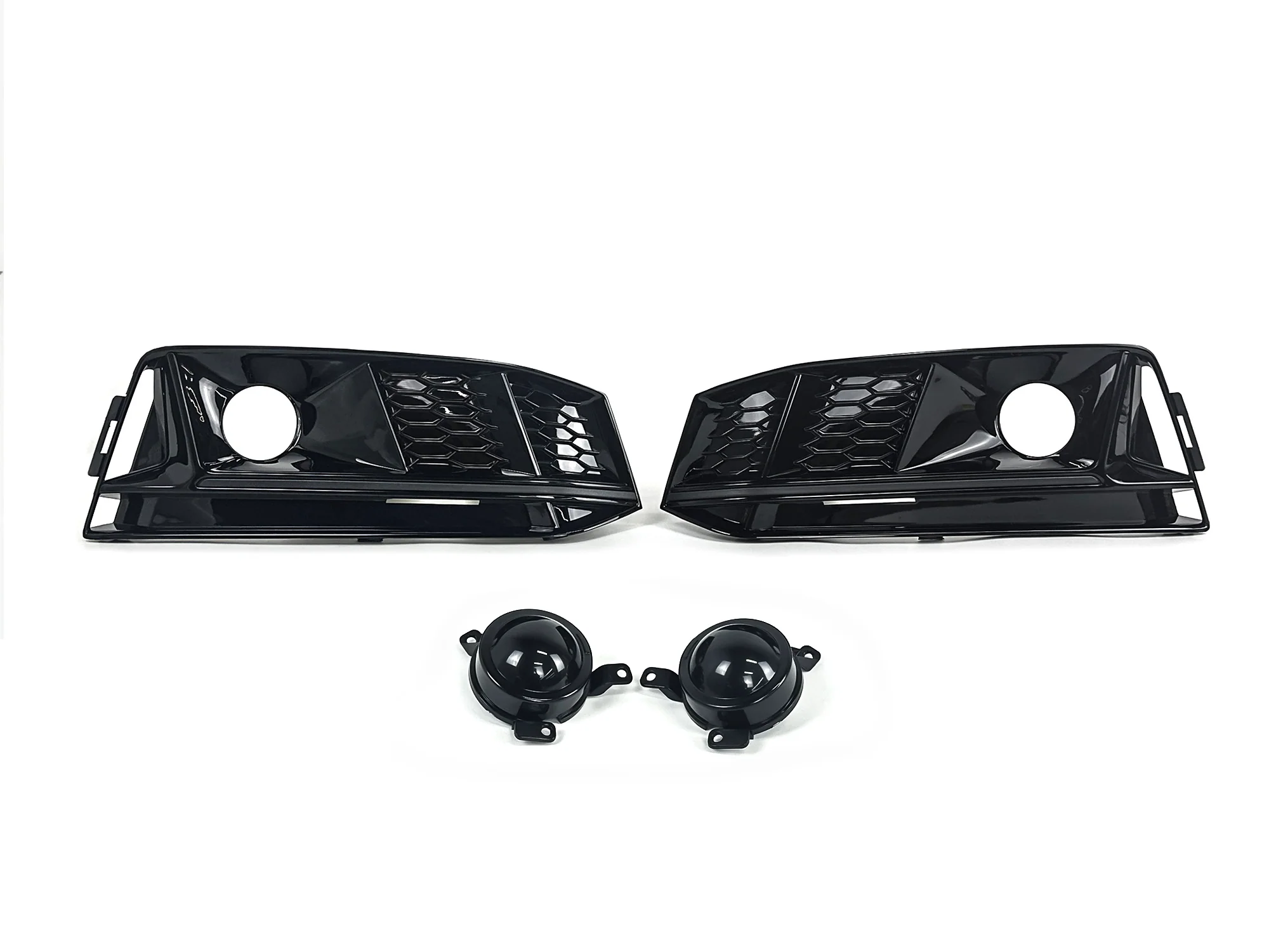Pair L+R For 2017-2019 Audi A4 B9 S-line S4 Fog Light Grille Cover Trim Gloss Black Bezels - Image 5